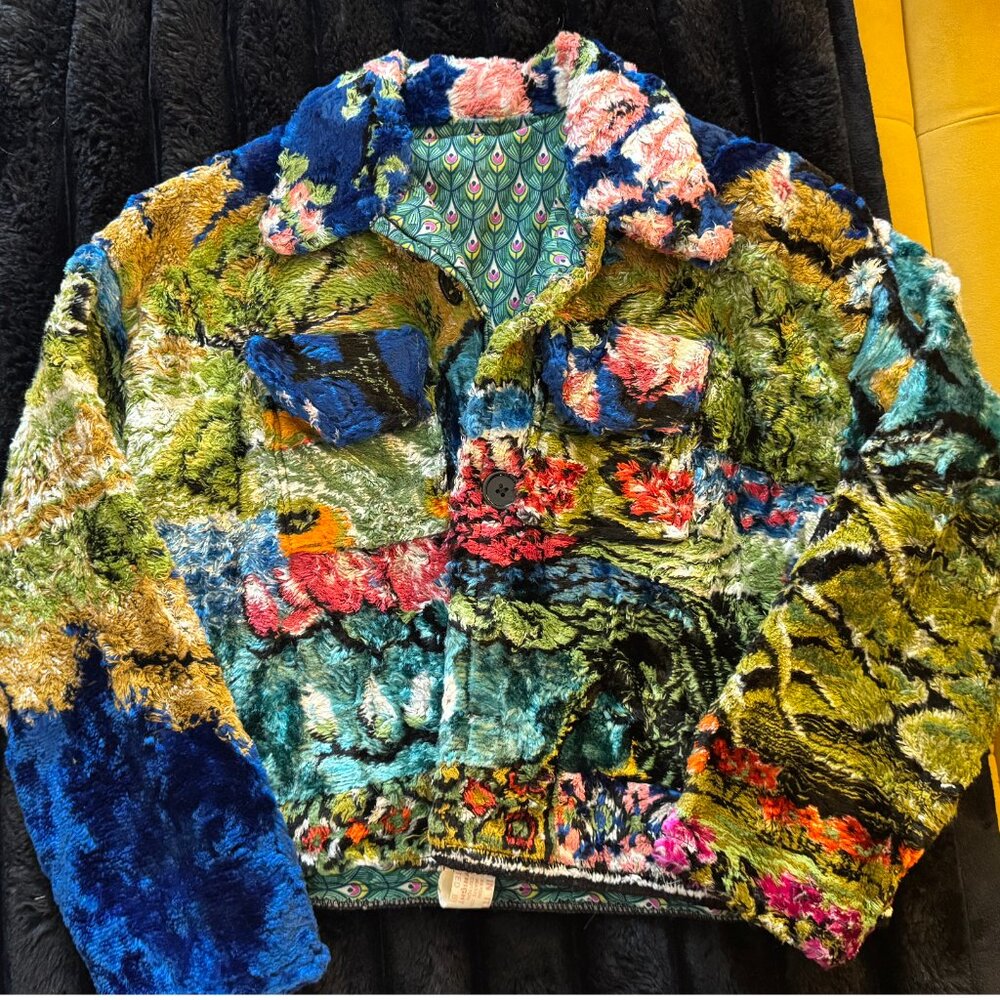 Peacock Carpet Upcycle Cropped Jacket + Mini Skirt - Picture 2 of 16